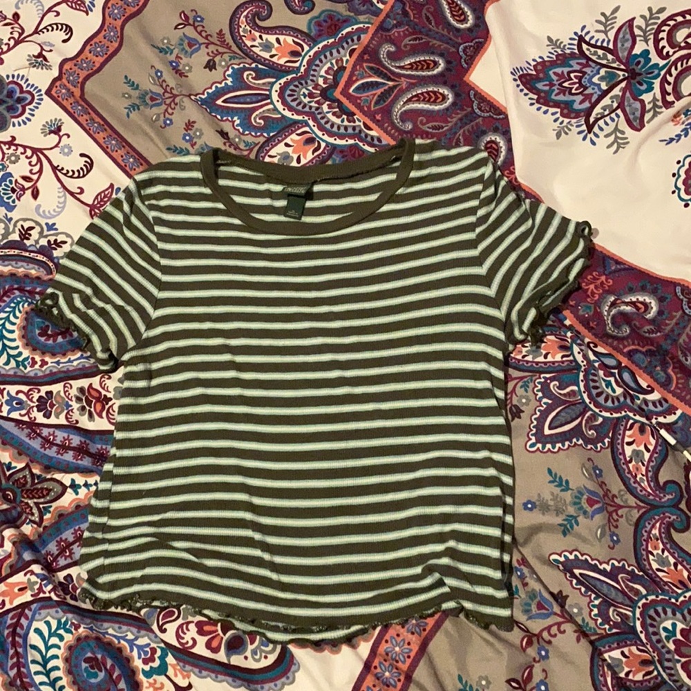 Green striped wild fable medium crop top